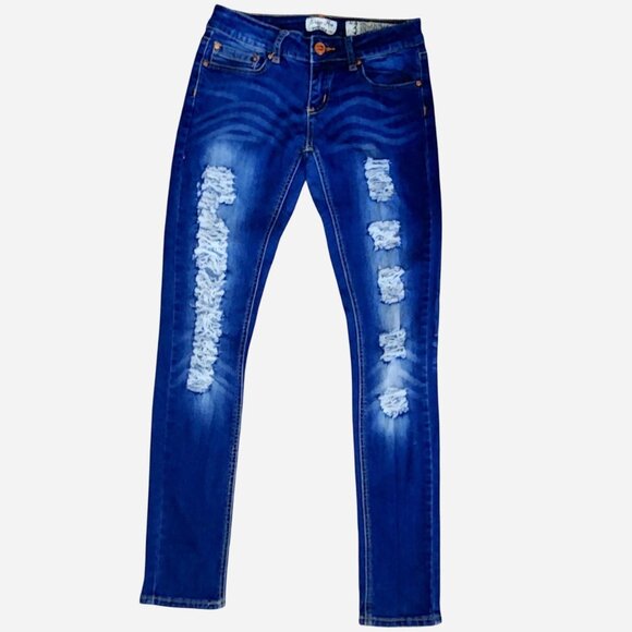 Indigo Rein Skinny Distressed Jeans size 3 - Picture 1 of 8